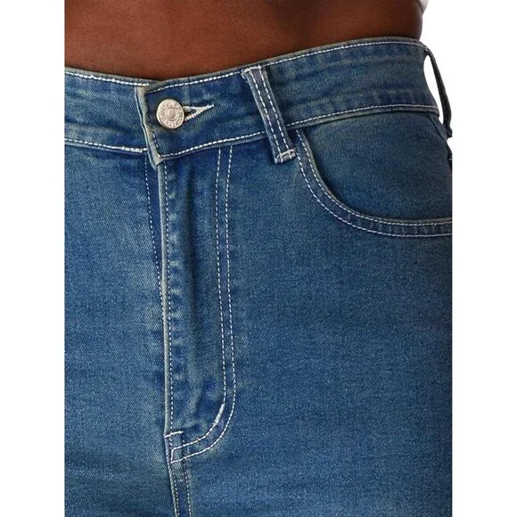 High-Waist Wide-Leg Jeans Premium Denim Straight Fit Petite Plus Sizes - Picture 4 of 8